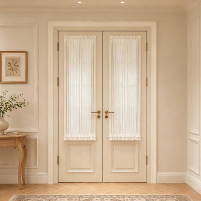 100% Linen Door Curtain, Custom French Door Panel, White Sheer Linen Front Door Window Curtain, Sidelight Curtain (Single Panel)