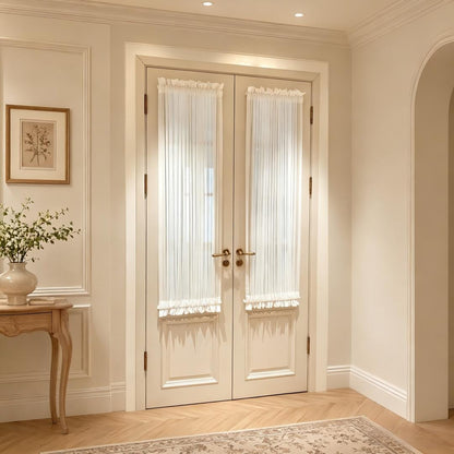 100% Linen Door Curtain, Custom French Door Panel, White Sheer Linen Front Door Window Curtain, Sidelight Curtain (Single Panel)