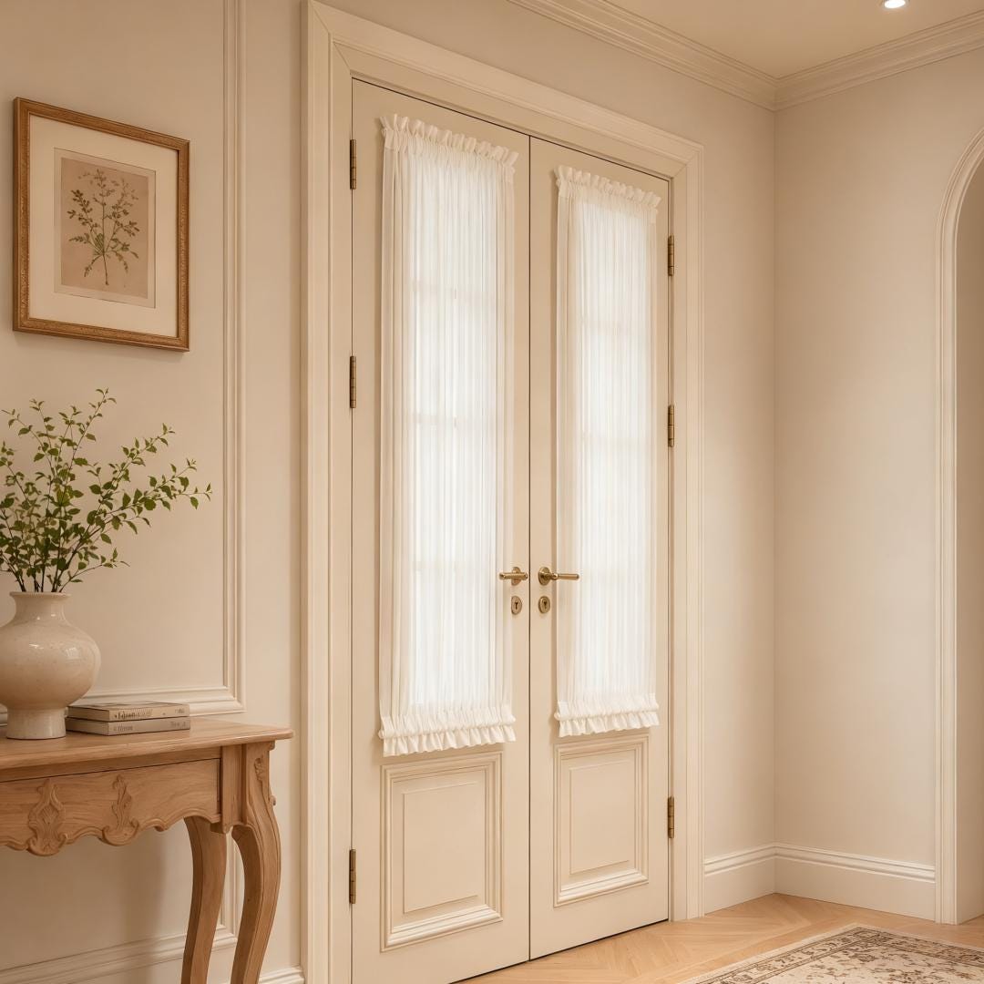 100% Linen Door Curtain, Custom French Door Panel, White Sheer Linen Front Door Window Curtain, Sidelight Curtain (Single Panel)