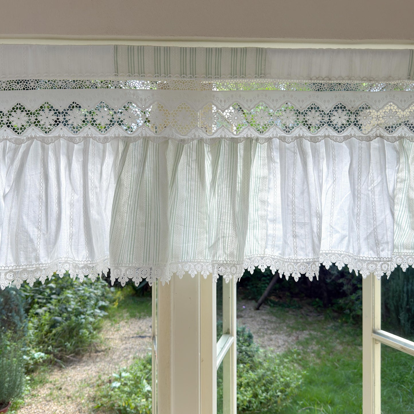 Unique Victorian Cottage Window Valance, Ruffled Lace Cotton Cafe Curtain, French Country White Embroidered Short Curtain, Farmhouse Decor