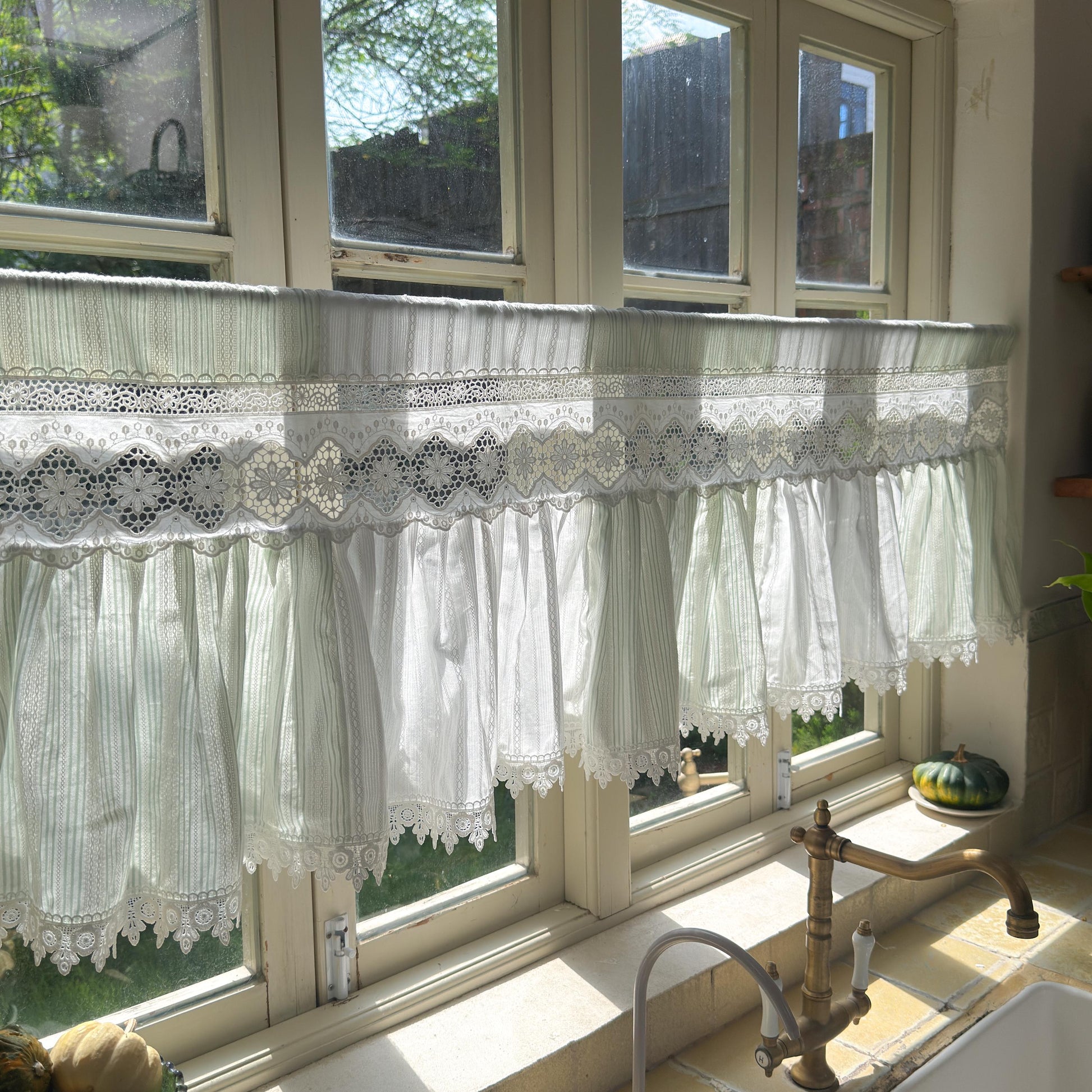 Unique Victorian Cottage Window Valance, Ruffled Lace Cotton Cafe Curtain, French Country White Embroidered Short Curtain, Farmhouse Decor