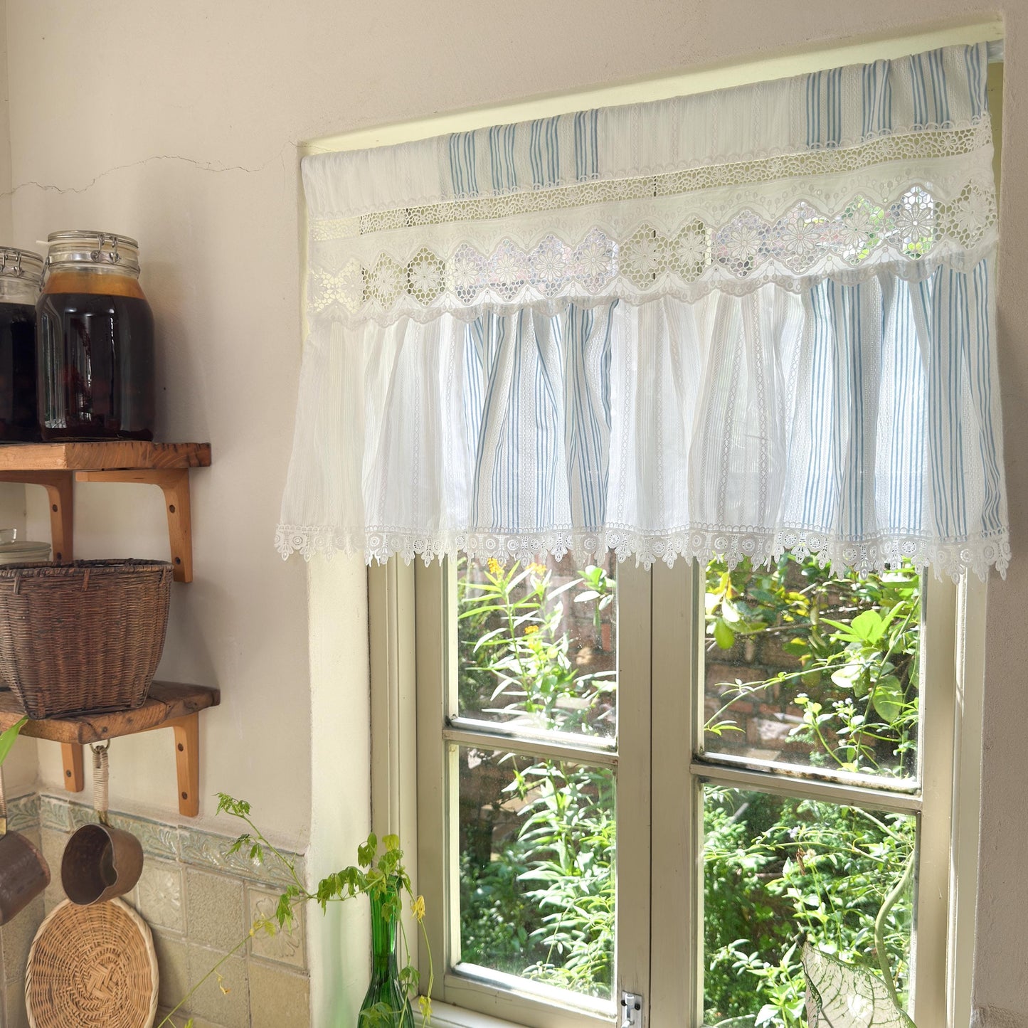 Unique Victorian Cottage Window Valance, Ruffled Lace Cotton Cafe Curtain, French Country White Embroidered Short Curtain, Farmhouse Decor