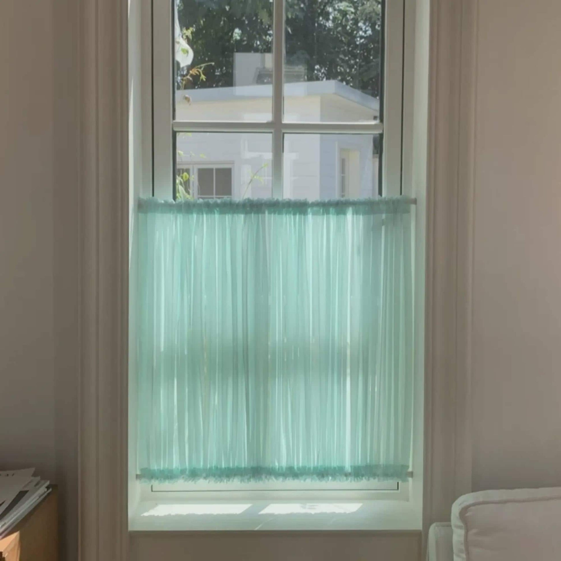 Door Curtain, Custom French Door Panel, Chiffon Door Curtains, White Sheer Lace Front Door Window Curtain, Sidelight Curtain (Single Panel)