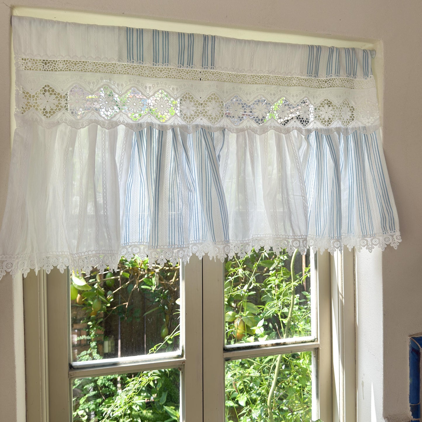 Unique Victorian Cottage Window Valance, Ruffled Lace Cotton Cafe Curtain, French Country White Embroidered Short Curtain, Farmhouse Decor