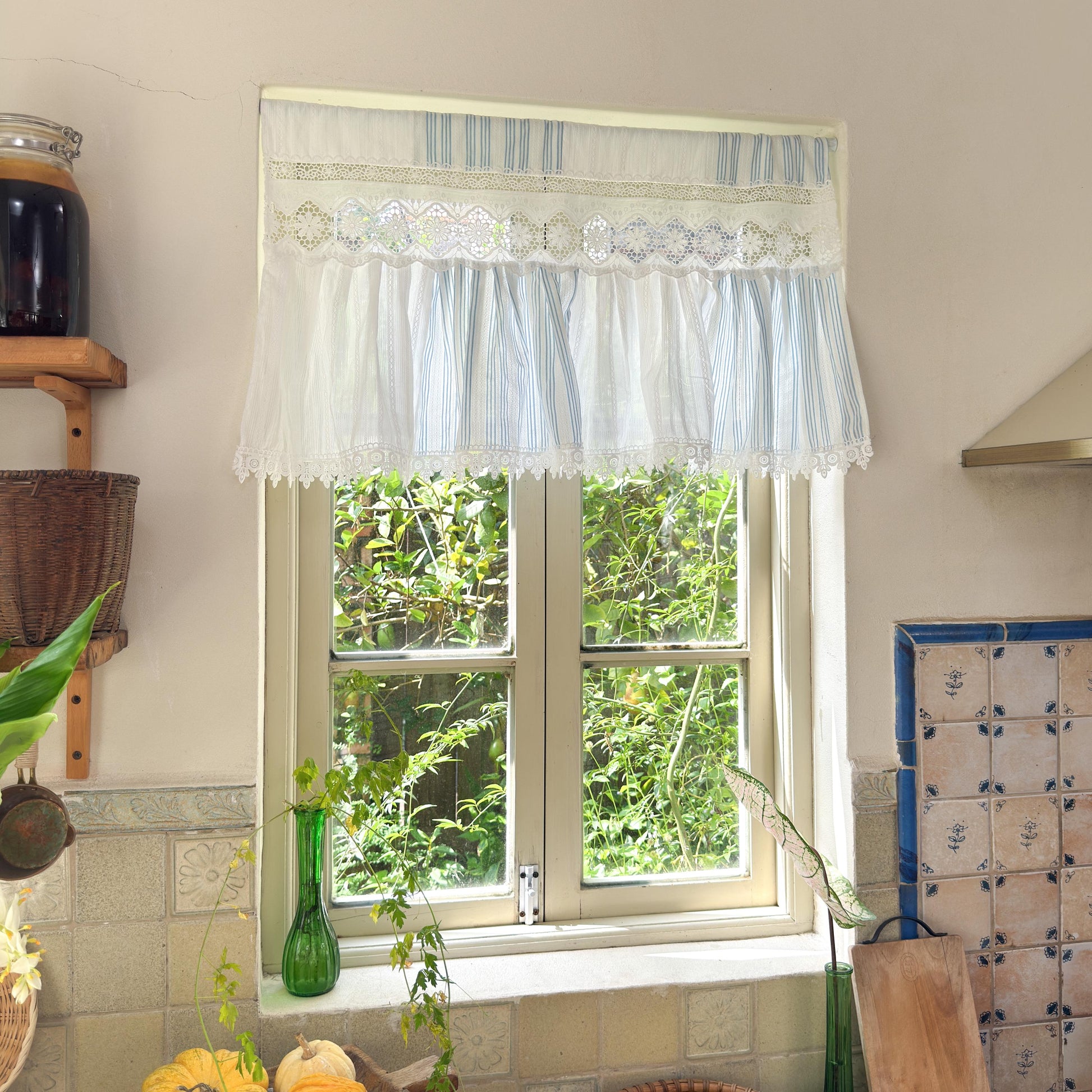Unique Victorian Cottage Window Valance, Ruffled Lace Cotton Cafe Curtain, French Country White Embroidered Short Curtain, Farmhouse Decor