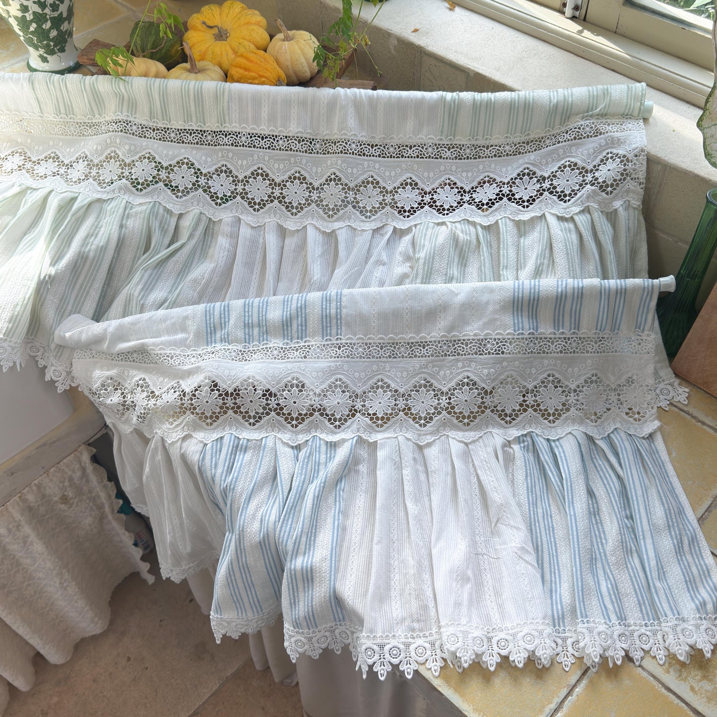 Unique Victorian Cottage Window Valance, Ruffled Lace Cotton Cafe Curtain, French Country White Embroidered Short Curtain, Farmhouse Decor