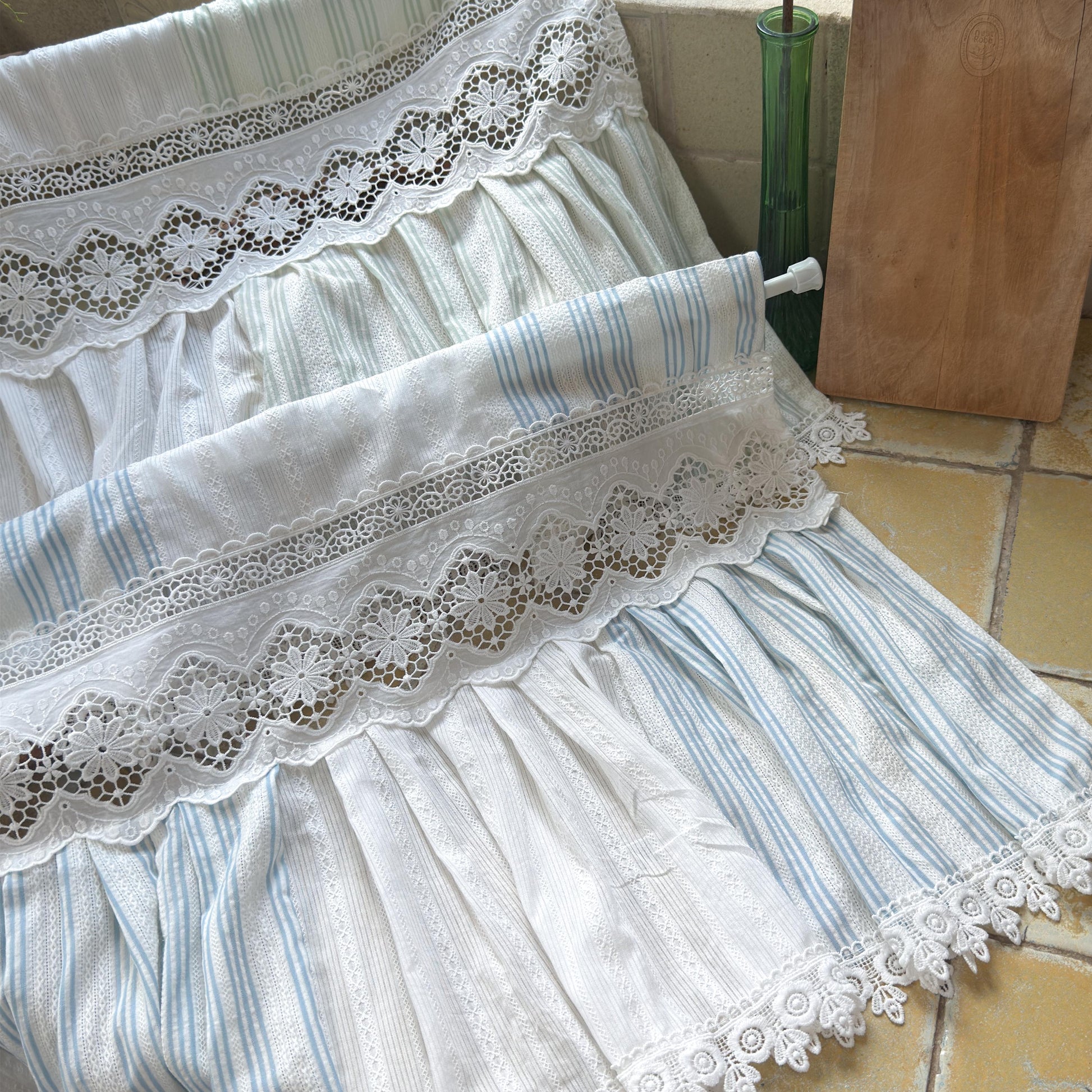 Unique Victorian Cottage Window Valance, Ruffled Lace Cotton Cafe Curtain, French Country White Embroidered Short Curtain, Farmhouse Decor