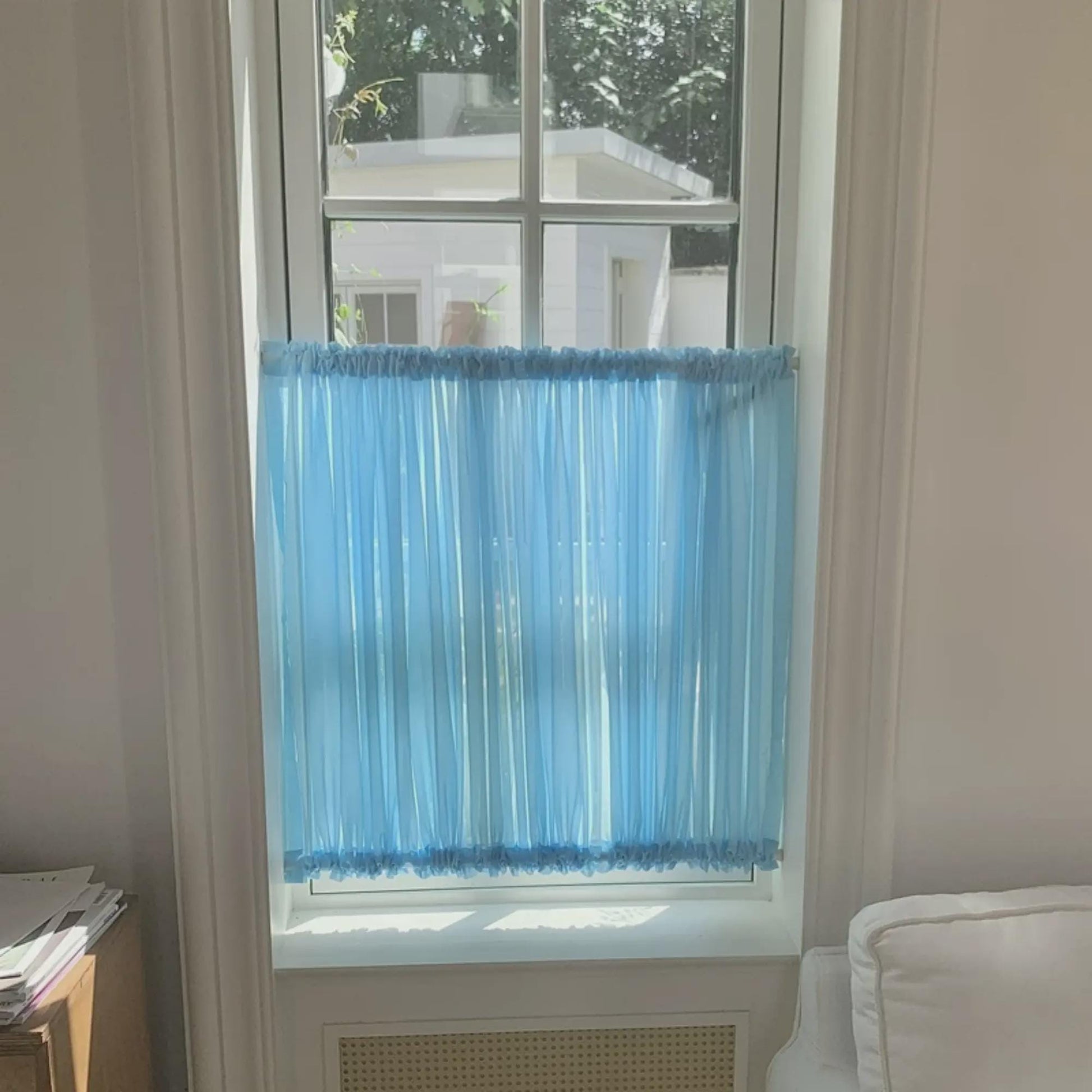 Door Curtain, Custom French Door Panel, Chiffon Door Curtains, White Sheer Lace Front Door Window Curtain, Sidelight Curtain (Single Panel)