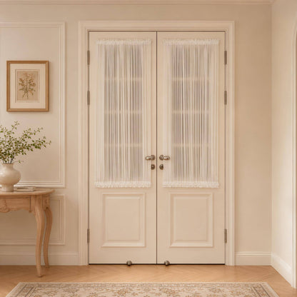 Door Curtain, Custom French Door Panel, Chiffon Door Curtains, White Sheer Lace Front Door Window Curtain, Sidelight Curtain (Single Panel)
