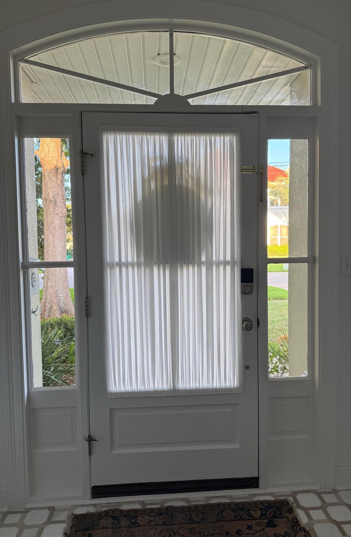 Door Curtain, Custom French Door Panel,Linen Skylight Curtains for Sun Shade,Sheer Lace Front Door Curtain, Sidelight Curtain (Single Panel)