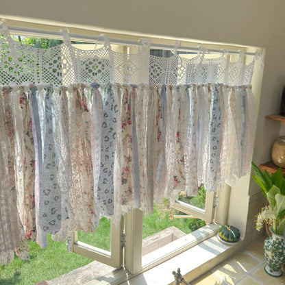 Custom Rustic Fringe Lace Valance, Shabby Chic Boho Window Curtains, French Country Decor, White Crochet Lace Cafe Curtain, H-24inch (61cm)
