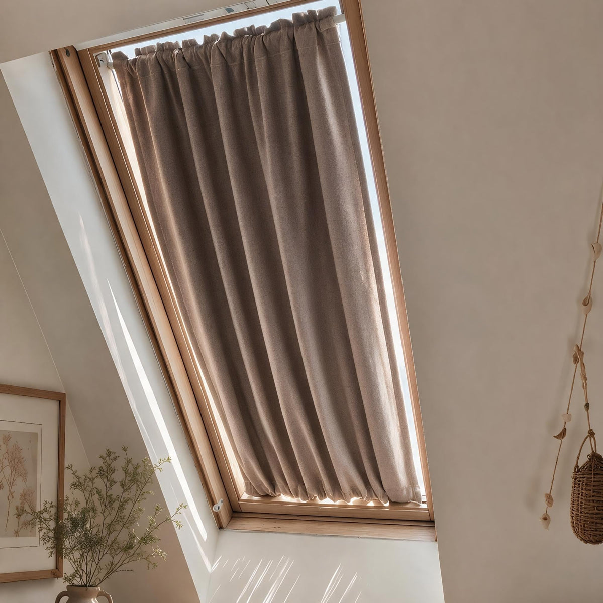 Blackout Door Curtain, Insulating Soundproof Panel, Linen Skylight Curtains for Sun Shade, Front Door Window Curtain (Single Panel)