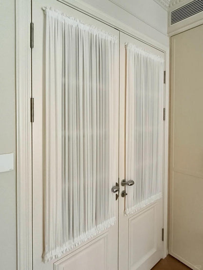 Door Curtain, Custom French Door Panel,Linen Skylight Curtains for Sun Shade,Sheer Lace Front Door Curtain, Sidelight Curtain (Single Panel)