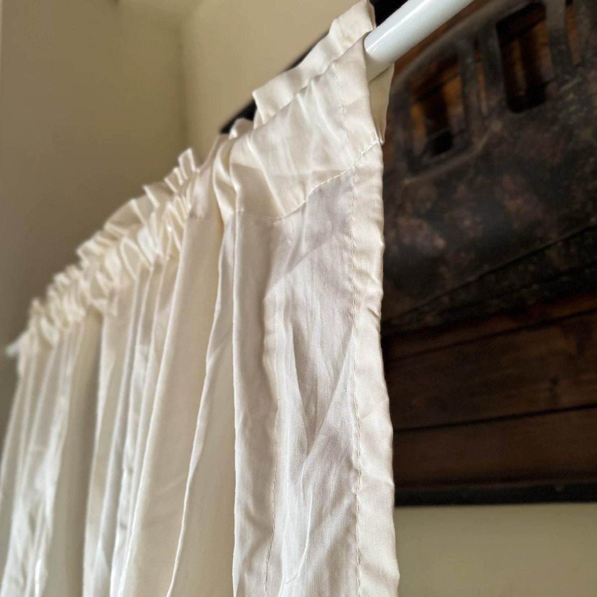 Farmhouse Country Pull-Up Curtain, Adjustable Tie-Up Curtain, Custom Kitchen Half Curtain, Bedroom and Living Room Sheer Cotton Curtains