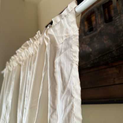 Farmhouse Country Pull-Up Curtain, Adjustable Tie-Up Curtain, Custom Kitchen Half Curtain, Bedroom and Living Room Sheer Cotton Curtains