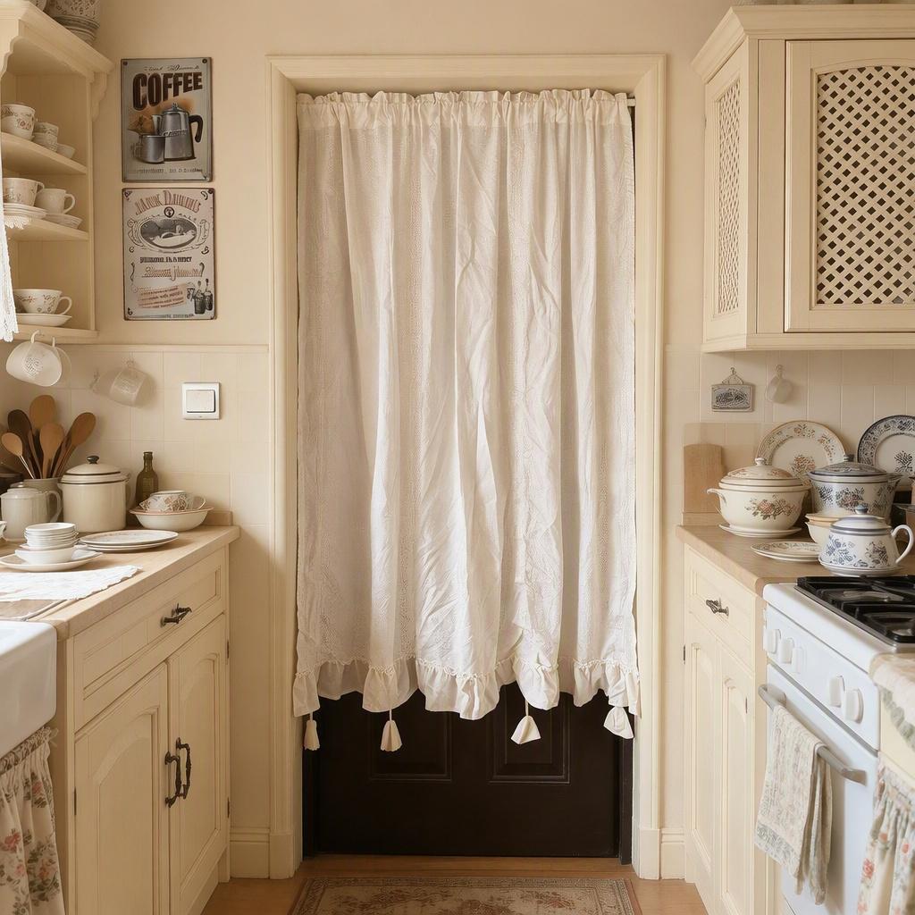 Farmhouse Country Pull-Up Curtain, Adjustable Tie-Up Curtain, Custom Kitchen Half Curtain, Bedroom and Living Room Sheer Cotton Curtains