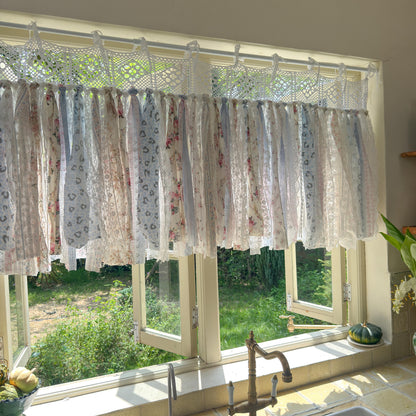 Custom Rustic Fringe Lace Valance, Shabby Chic Boho Window Curtains, French Country Decor, White Crochet Lace Cafe Curtain, H-24inch (61cm)