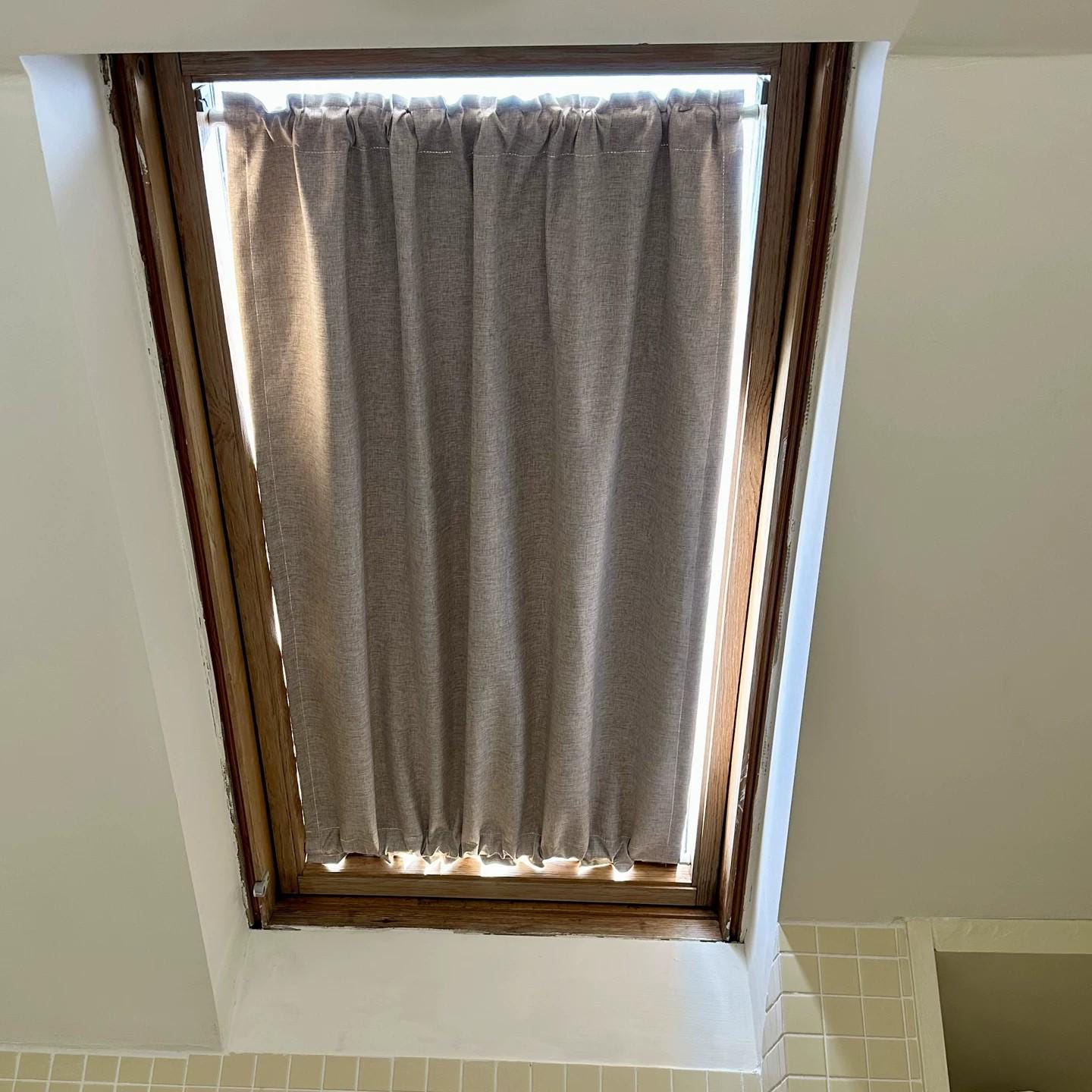 Blackout Door Curtain, Insulating Soundproof Panel, Linen Skylight Curtains for Sun Shade, Front Door Window Curtain (Single Panel)