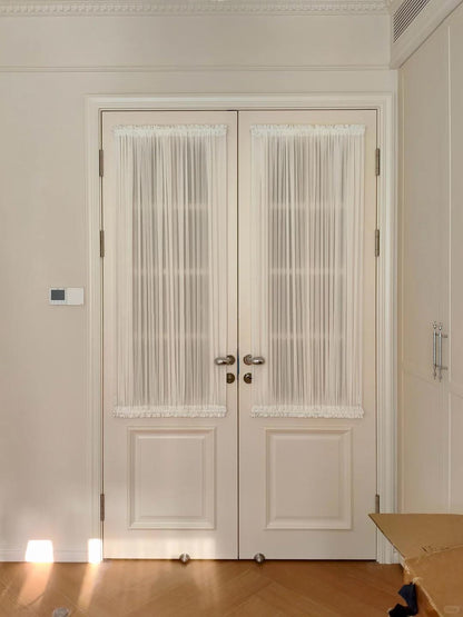 Door Curtain, Custom French Door Panel,Linen Skylight Curtains for Sun Shade,Sheer Lace Front Door Curtain, Sidelight Curtain (Single Panel)