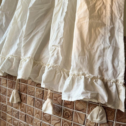 Farmhouse Country Pull-Up Curtain, Adjustable Tie-Up Curtain, Custom Kitchen Half Curtain, Bedroom and Living Room Sheer Cotton Curtains