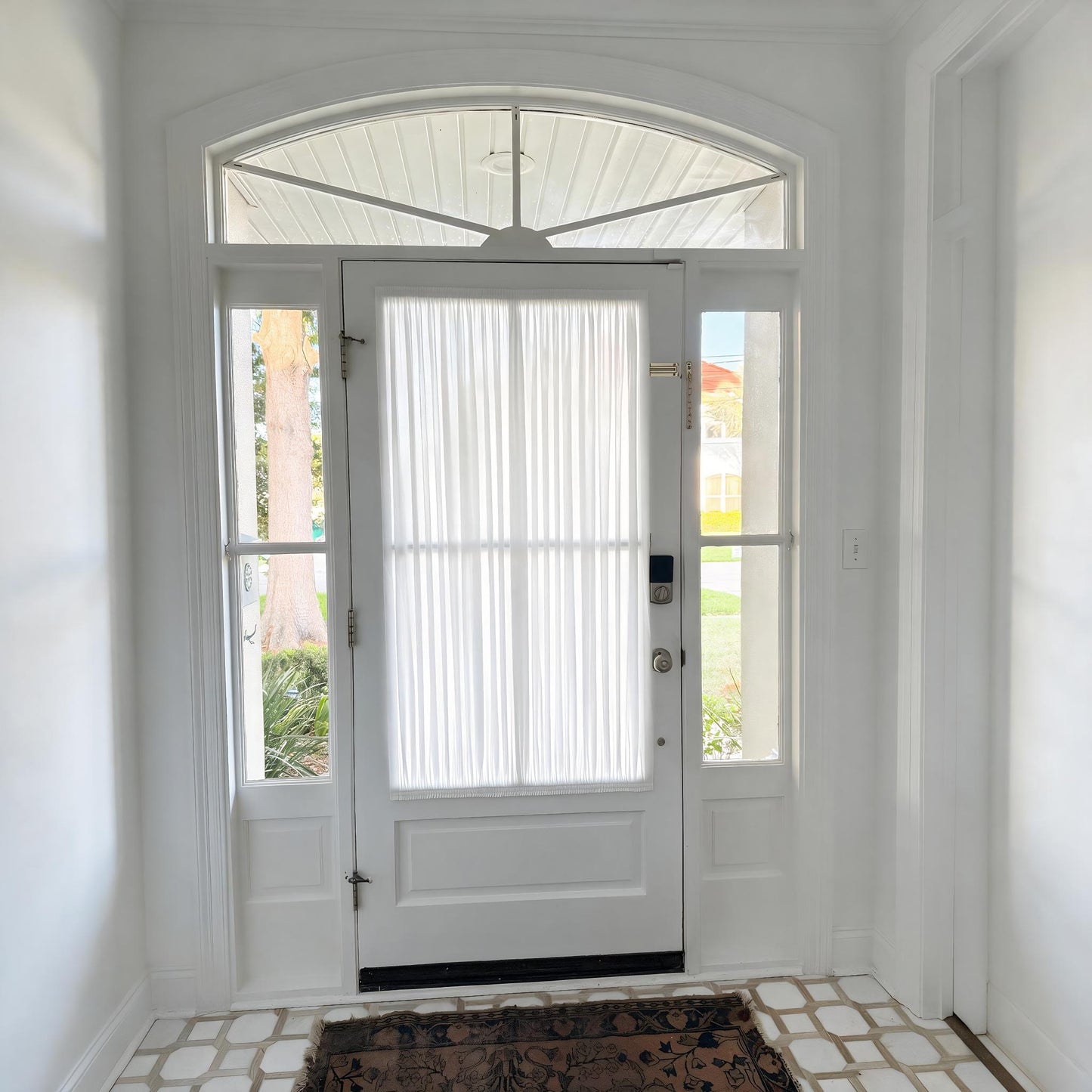 100% Linen Door Curtain, Custom French Door Panel, White Sheer Linen Front Door Window Curtain, Sidelight Curtain (Single Panel)