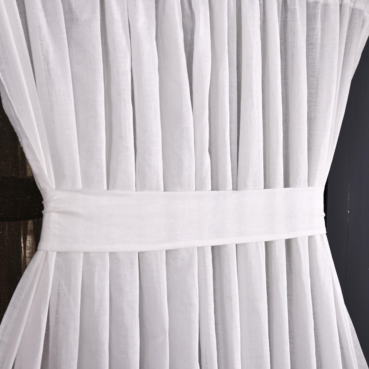 100% Linen Door Curtain, Custom French Door Panel, White Sheer Linen Front Door Window Curtain, Sidelight Curtain (Single Panel)