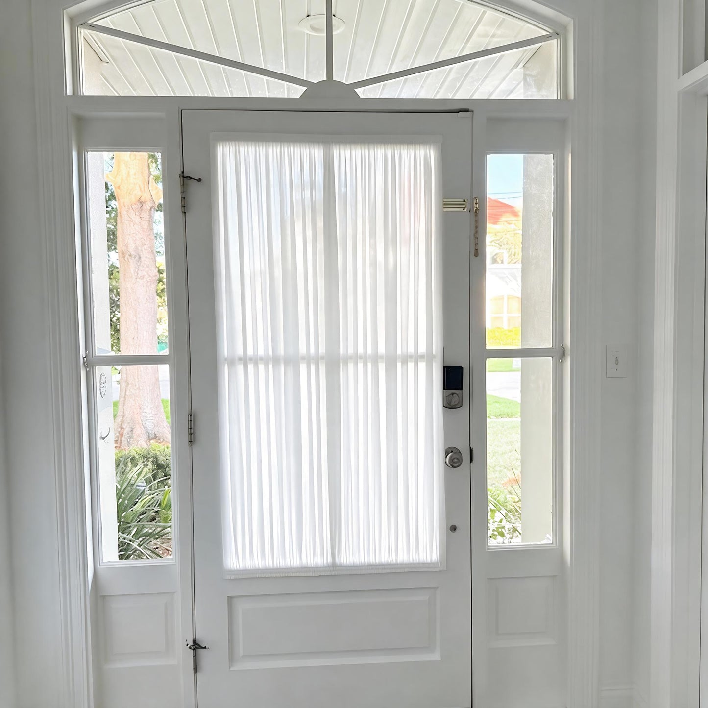 100% Linen Door Curtain, Custom French Door Panel, White Sheer Linen Front Door Window Curtain, Sidelight Curtain (Single Panel)