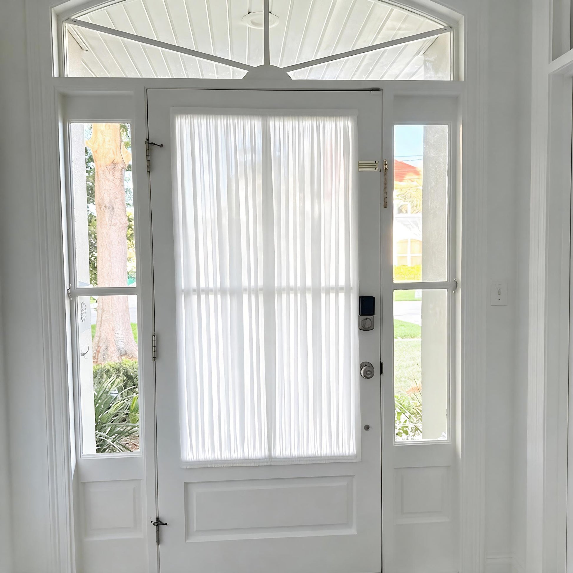100% Linen Door Curtain, Custom French Door Panel, White Sheer Linen Front Door Window Curtain, Sidelight Curtain (Single Panel)