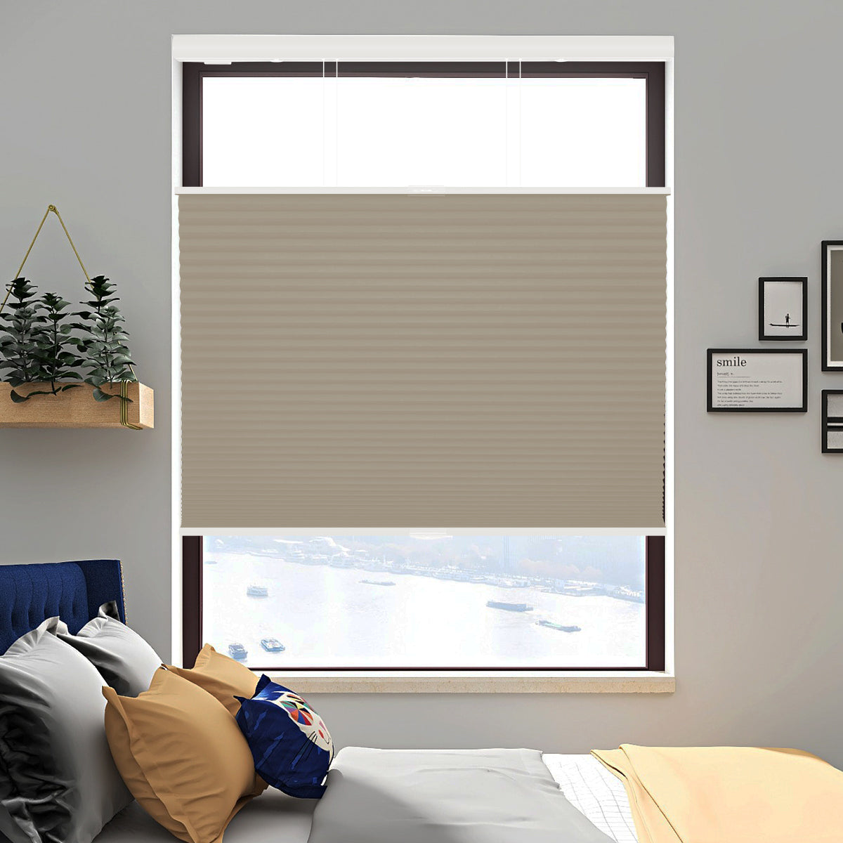 Cordless Top Down Bottom Up Blackout Honeycomb Shades