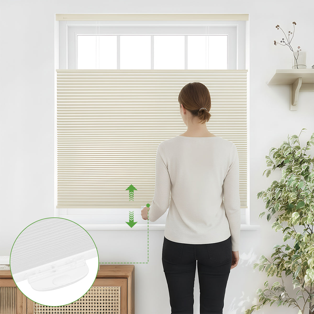 Blackout Honeycomb Shades - No Drill Cordless Top Down Bottom Up
