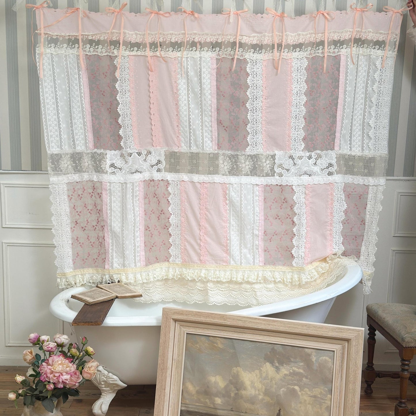 Mediterranean Chic Shabby Vintage Lace Fringed Curtain Valance - UDreamHome
