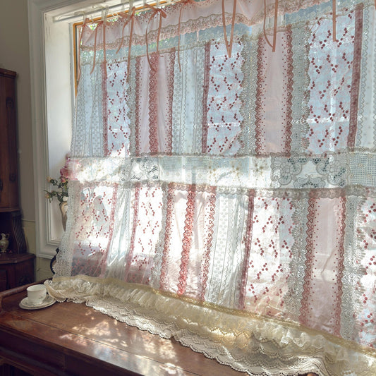 Mediterranean Chic Shabby Vintage Lace Fringed Curtain Valance - UDreamHome
