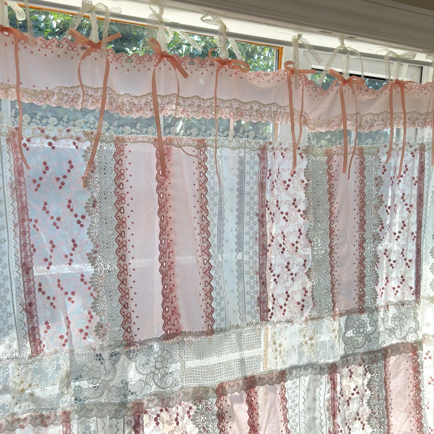 Mediterranean Chic Shabby Vintage Lace Fringed Curtain Valance - UDreamHome