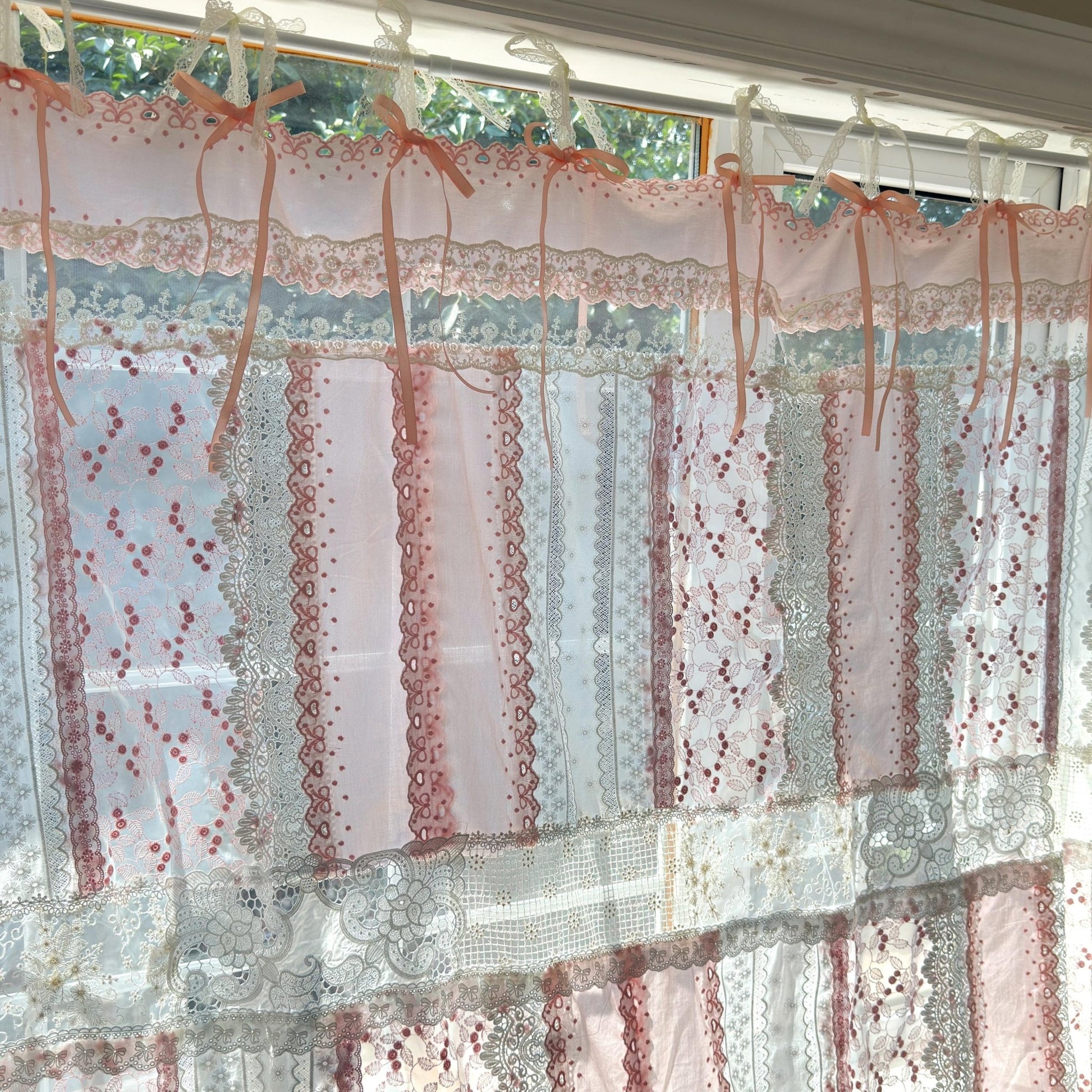 Mediterranean Chic Shabby Vintage Lace Fringed Curtain Valance - UDreamHome