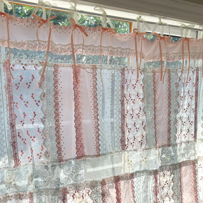 Mediterranean Chic Shabby Vintage Lace Fringed Curtain Valance - UDreamHome