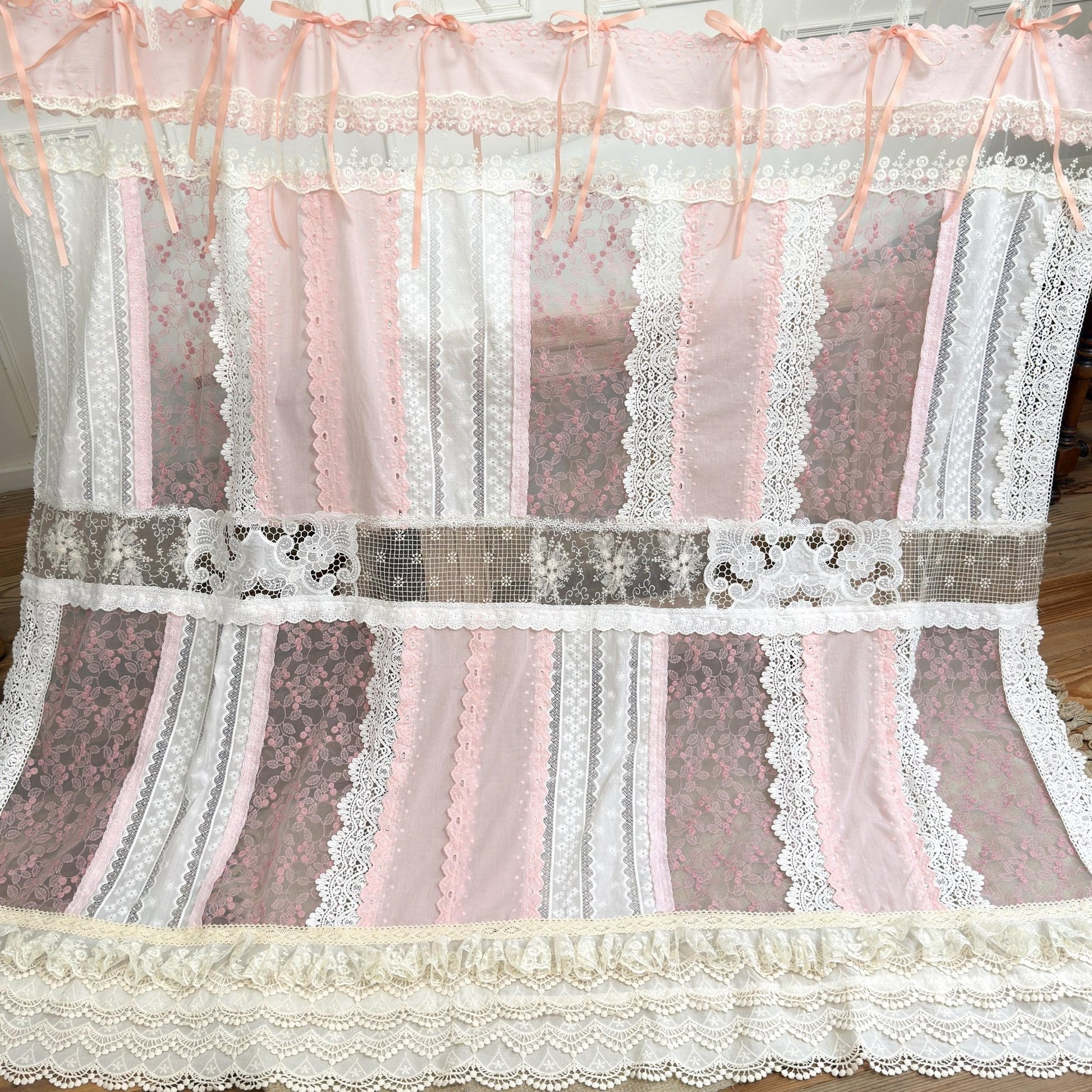 Mediterranean Chic Shabby Vintage Lace Fringed Curtain Valance - UDreamHome