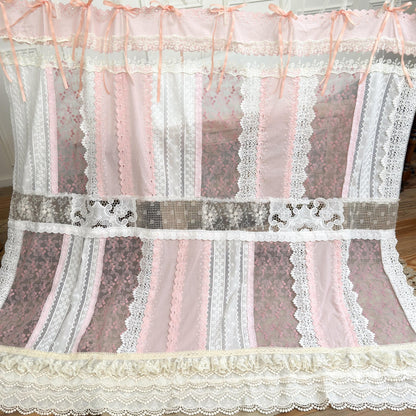 Mediterranean Chic Shabby Vintage Lace Fringed Curtain Valance - UDreamHome