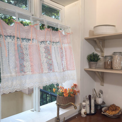Mediterranean Chic Shabby Vintage Lace Fringed Curtain Valance - UDreamHome