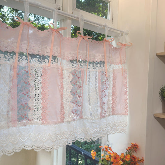 Mediterranean Chic Shabby Vintage Lace Fringed Curtain Valance - UDreamHome