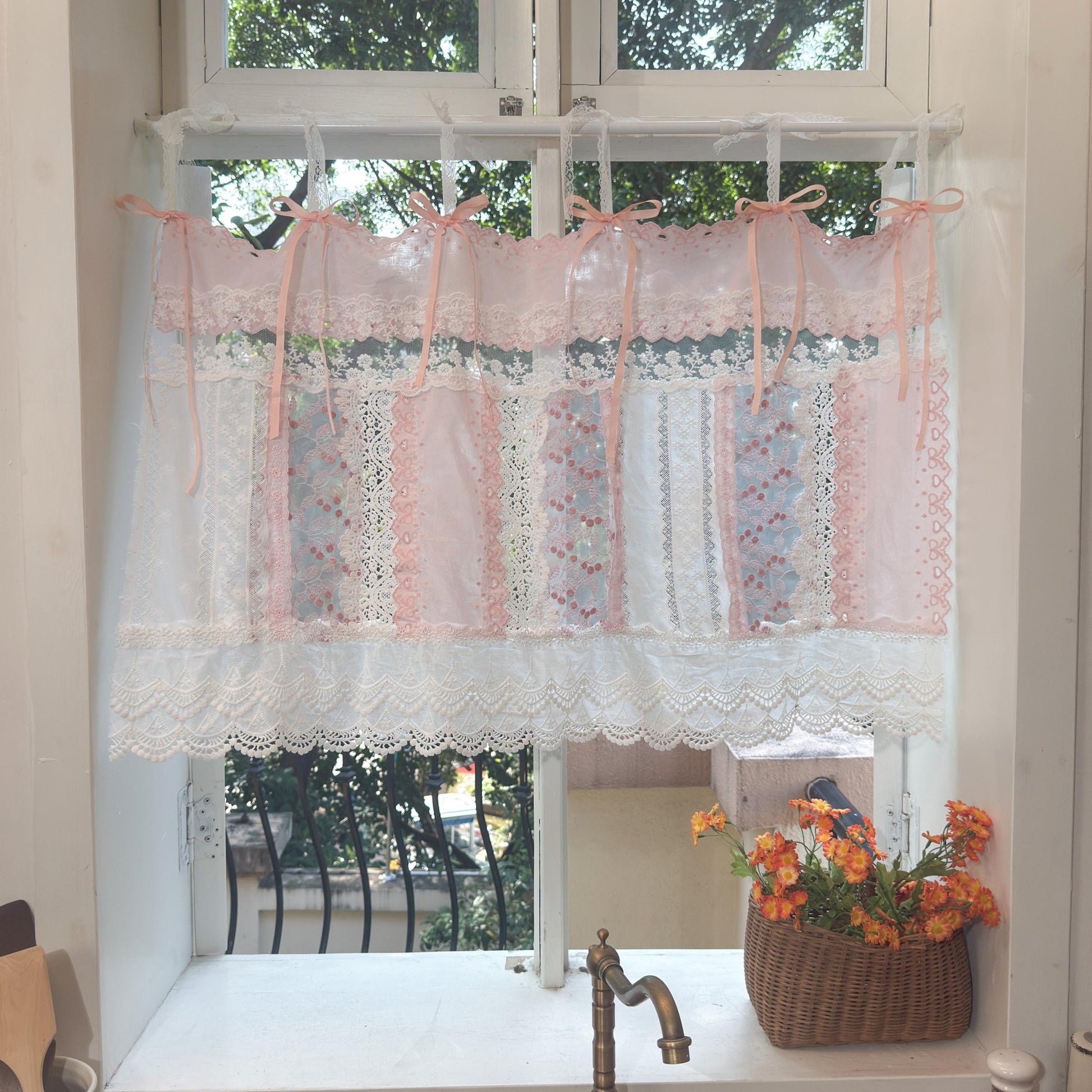 Mediterranean Chic Shabby Vintage Lace Fringed Curtain Valance - UDreamHome