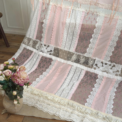 Mediterranean Chic Shabby Vintage Lace Fringed Curtain Valance - UDreamHome