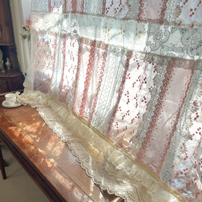 Mediterranean Chic Shabby Vintage Lace Fringed Curtain Valance - UDreamHome