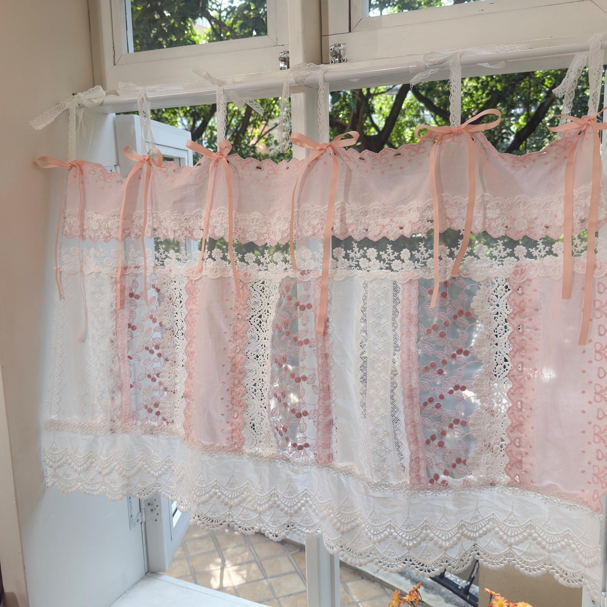 Mediterranean Chic Shabby Vintage Lace Fringed Curtain Valance - UDreamHome