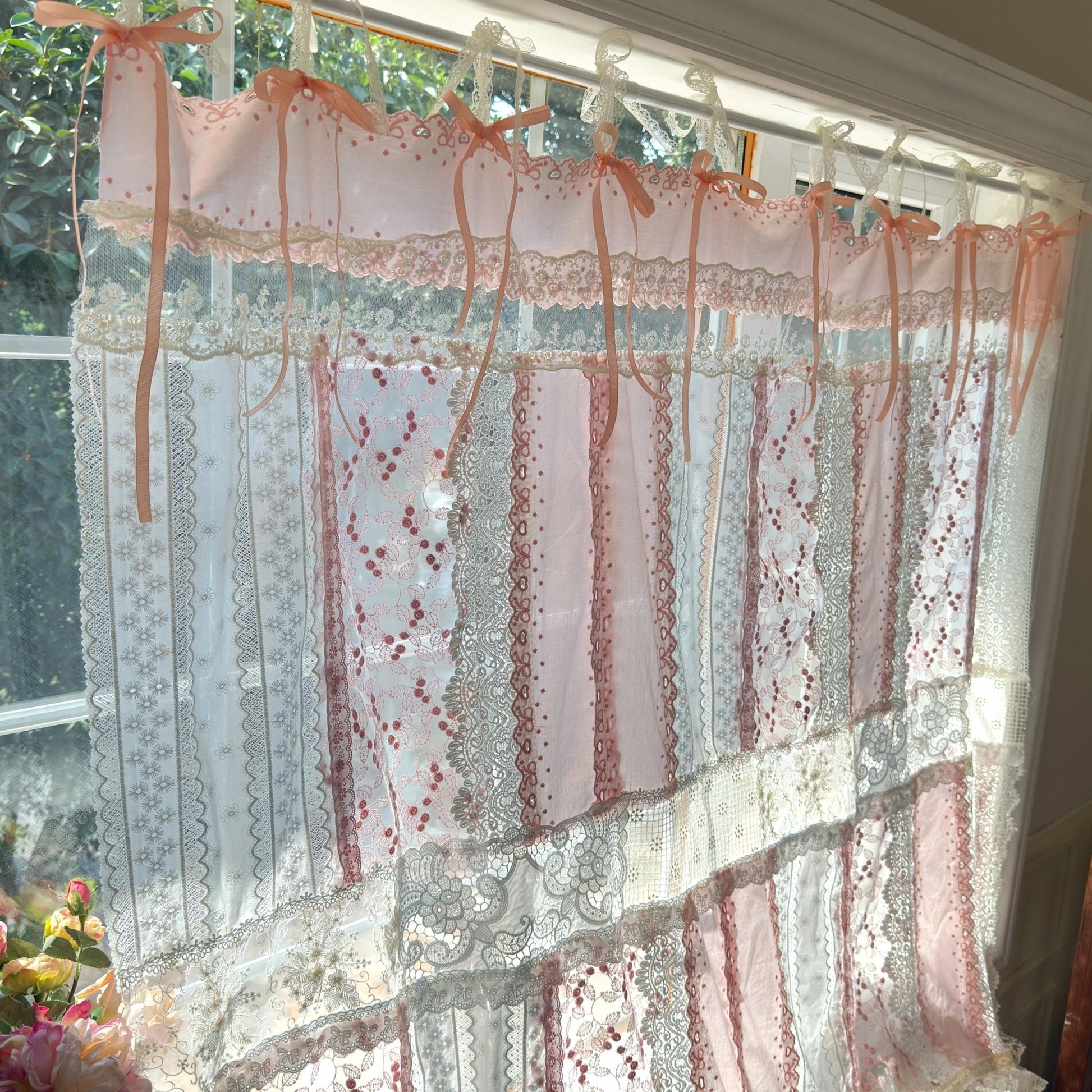 Mediterranean Chic Shabby Vintage Lace Fringed Curtain Valance - UDreamHome