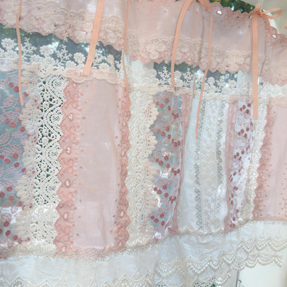 Mediterranean Chic Shabby Vintage Lace Fringed Curtain Valance - UDreamHome