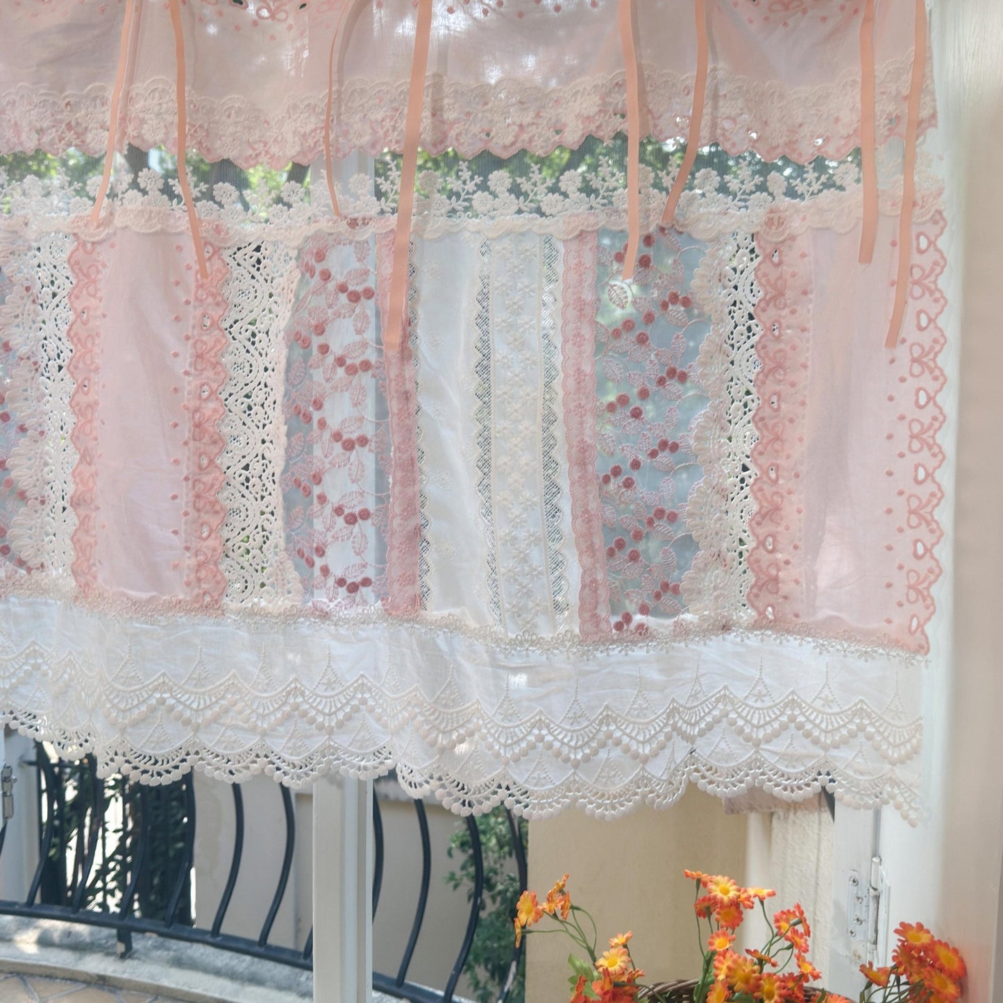 Mediterranean Chic Shabby Vintage Lace Fringed Curtain Valance - UDreamHome