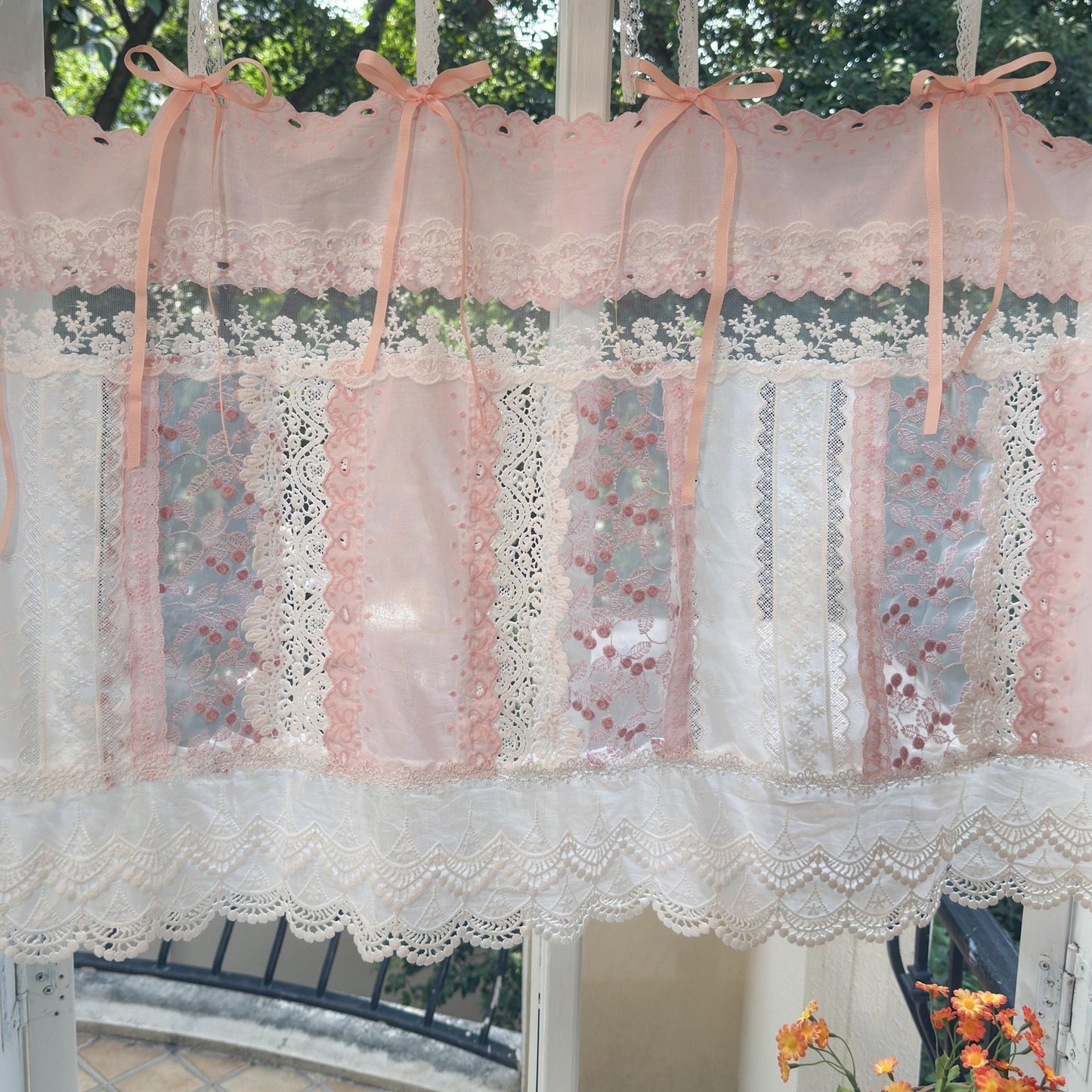 Mediterranean Chic Shabby Vintage Lace Fringed Curtain Valance - UDreamHome