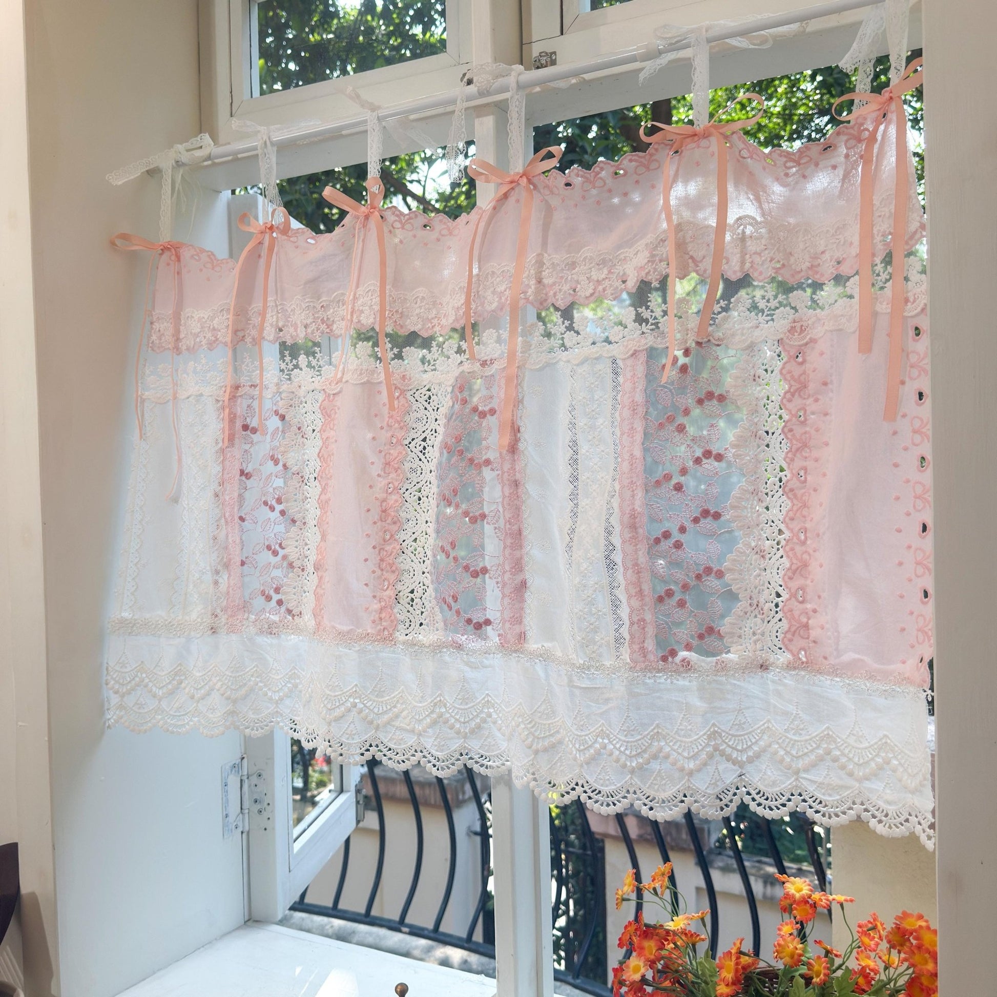 Mediterranean Chic Shabby Vintage Lace Fringed Curtain Valance - UDreamHome