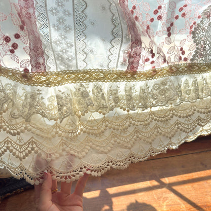 Mediterranean Chic Shabby Vintage Lace Fringed Curtain Valance - UDreamHome