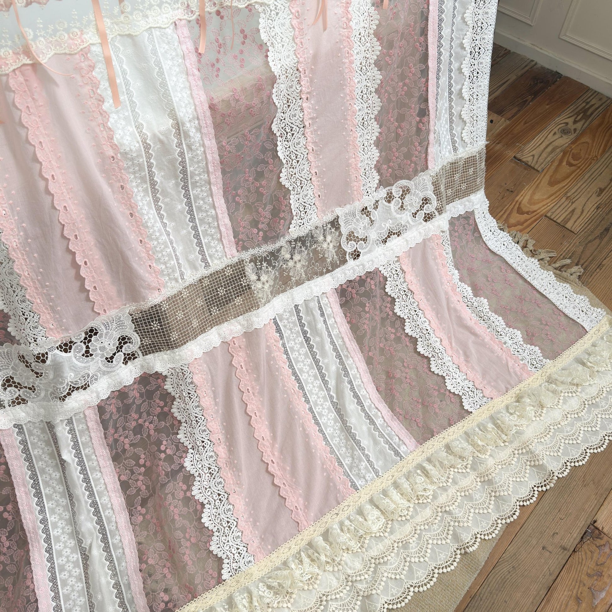 Mediterranean Chic Shabby Vintage Lace Fringed Curtain Valance - UDreamHome